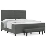 vidaXL Lit Box Spring avec Matelas & Banc Gris Foncé 180x200 cm Tissu