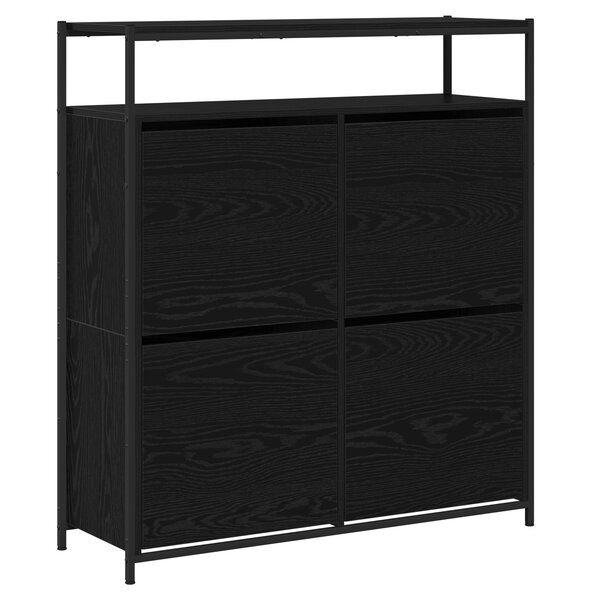 vidaXL Armoire à chaussures avec 4 tiroirs basculants chêne noir 100x34x112 cm
