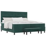 vidaXL Lit à ressorts avec matelas & banc vert foncé 200x200 cm velours