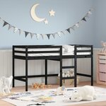 vidaXL Lit mezzanine d'enfants sans matelas avec échelle noir 90x200cm