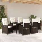 vidaXL Ensemble de salle à manger de jardin de 7 pièces avec coussins en rattan poly marron