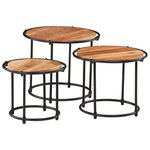 vidaXL Tables gigognes 3 Pièces bois massif d'acacia