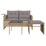 vidaXL Salon de jardin avec coussins 3 Pièces beige résine tressée