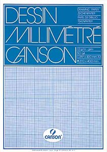 Bloc de papier millimétré, A4, 90 g, biste, 50 feuill CANSON