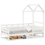 vidaXL Lit de jour avec toit blanc 90x200 cm bois de pin massif