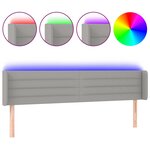 vidaXL Tête de lit à LED Gris clair 203x16x78/88 cm Tissu