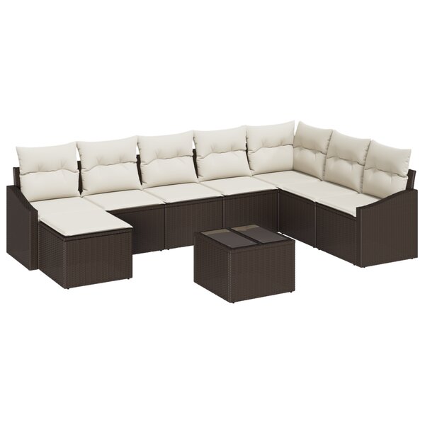 vidaXL Ensemble de Canapé de Jardin 8 Pièces avec Coussins Gris en Rotin Poly