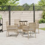 vidaXL Ensemble de Salle à Manger de Jardin 5 Pièces Beige Poly Rattan
