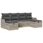 Set de canapé de jardin vidaXL 6 pièces avec coussins Gris clair Poly Rotin