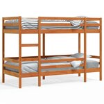 vidaXL Lit superposé cire marron 90x200 cm bois de pin massif