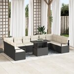 Set de Canapé de Jardin 11 Pièces avec Coussins Rattan Poly Noir