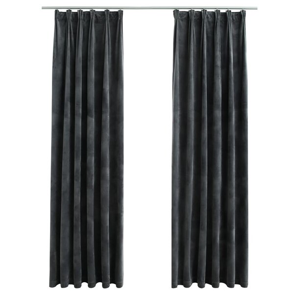 vidaXL Rideaux occultants et crochet 2Pièces Velours Anthracite 140x245cm