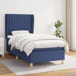vidaXL Sommier à lattes de lit avec matelas Bleu 90x190 cm Tissu