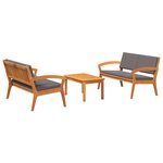 vidaXL Ensemble Bistro de 3 Pièces avec Coussins - Bois d'Acacia Massif