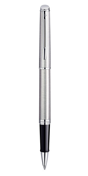 Waterman hemisphere stylo roller  acier inoxydable  recharge noire pointe fine  coffret cadeau