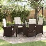 vidaXL Ensemble de Salle à Manger de Jardin 5 Pièces avec Coussins Marron Poly Rattan