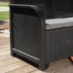ALLIBERT by KETER - Canap‚ d'angle SanRemo 6 places imitation rotin tressé avec table basse - gris graphite