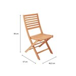 Lot de 2 chaises de jardin pliantes en eucalyptus FSC - 57 x 46,5 x 90 cm