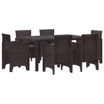 vidaXL Ensemble de Salle à Manger de Jardin de 7 Pièces avec Coussins Marron Poly Rattan