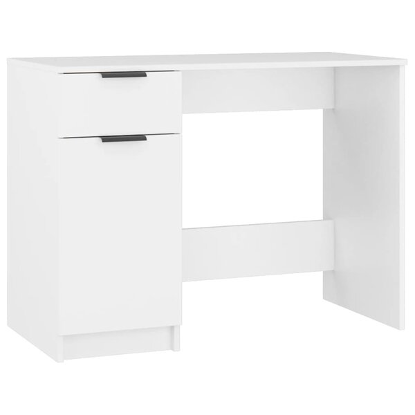 Bureau table poste de travail meuble d'ordinateur informatique étude 100 x 50 x 75 cm bois d'ingénierie blanc 02_0023497