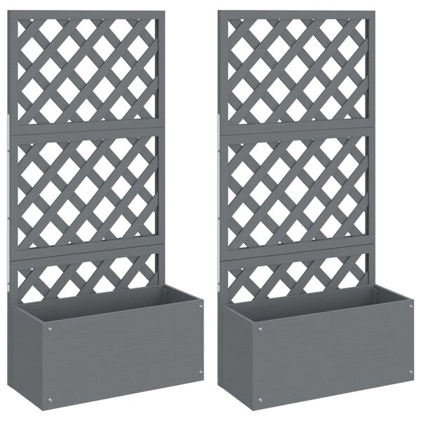 vidaXL Jardinières en treillis 2 Pièces Gris 65x33x135 cm WPC