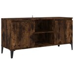 vidaXL Meuble TV avec pieds en métal Chêne fumé 103 5x35x50 cm