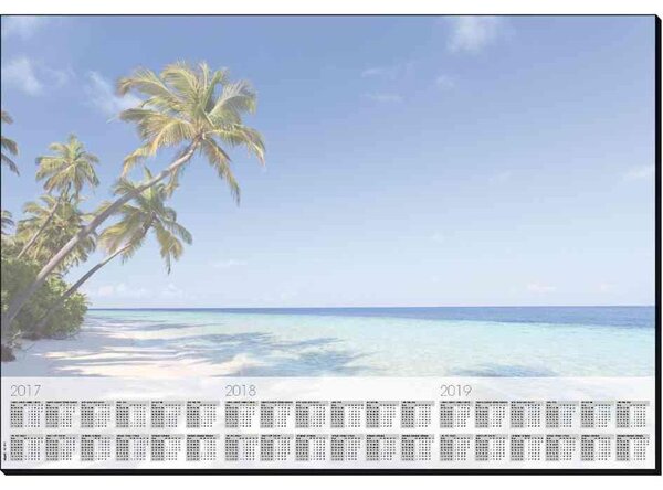 Sous-main Bloc Papier avec calendrier sur 3 ans, 59,5 x 41 cm, plage, 30 feuilles SIGEL