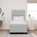 Lit Box Spring vidaXL avec Matelas & Lumière LED Gris Clair 100x200 cm Velours