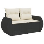 vidaXL Salon de jardin 6 Pièces avec coussins noir résine tressée
