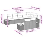 vidaXL Ensemble de 8 Canapés de Jardin avec Coussins Gris Poly Rattan Acacia