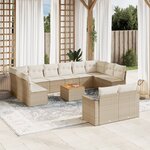 vidaXL Salon de jardin avec coussins 13 Pièces beige résine tressée
