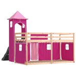 vidaXL Lit superposé sans matelas avec toboggan et rideaux 90x200 cm