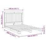 vidaXL Cadre de lit avec tête de lit gris 140x200 cm bois pin massif