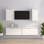 vidaXL Meubles TV 4 Pièces Blanc Bois massif de pin