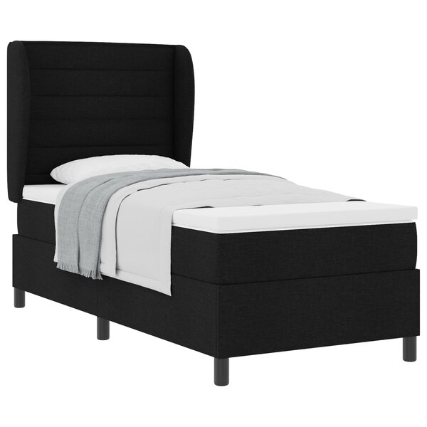 vidaXL Lit box avec matelas Noir 100x200 cm Tissu