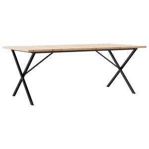vidaXL Table à manger cadre en X 200x100x75 5 cm bois pin massif fonte