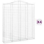 vidaXL Paniers à gabions arqués 4 Pièces 200x30x220/240 cm fer galvanisé
