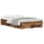 Lit vidaXL avec tiroirs en vieux bois 120x200 cm en bois d'ingénierie