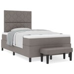vidaXL Lit à Ressorts avec Matelas et Banc Gris 120x190 cm Tissu