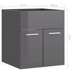 vidaXL Armoire d'évier lavabo intégré gris brillant bois d'ingénierie