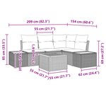 vidaXL Ensemble de Canapé de Jardin 5 Pièces avec Coussins Beige Poly Rotin Acacia