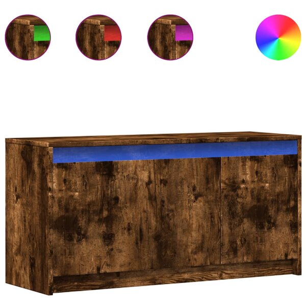 vidaXL Meuble TV avec LED chêne fumé 100x34x50 cm bois d'ingénierie