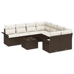 vidaXL Ensemble de Canapé de Jardin 9 Pièces avec Coussins Rattan Marron