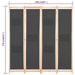 vidaXL Cloison de séparation 4 panneaux Gris 160x170x4 cm Tissu