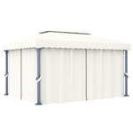 vidaXL Tonnelle avec rideau 4x3 m Blanc crème Aluminium