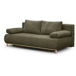 Banquette convertible 3 places MIKA - Velours côtelé vert kaki - Coffre de rangement - 192 x 84 x 93 cm