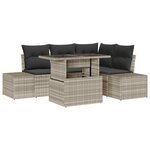 vidaXL Set de canapé de jardin 5 pièces avec coussins gris clair en poly rotin