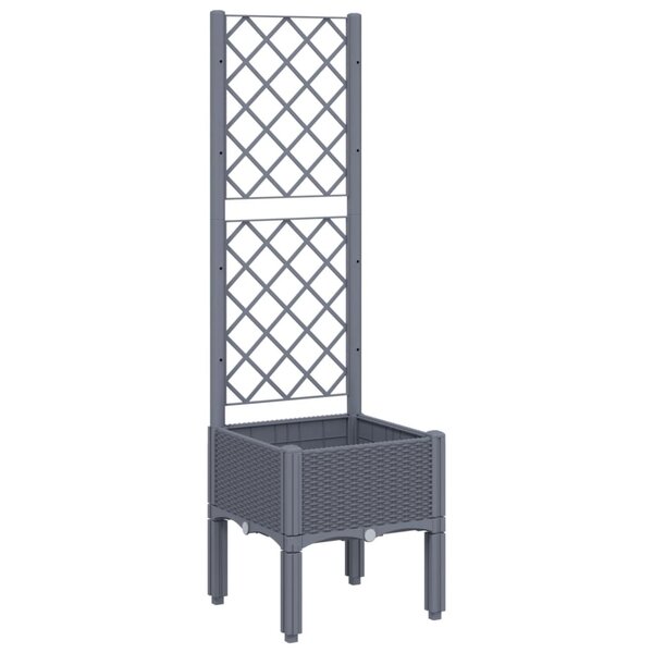 vidaXL Jardinière avec treillis gris 40x40x142 cm PP