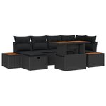 vidaXL Ensemble de 7 pièces de sofa de jardin avec coussins Noir en poly rotin