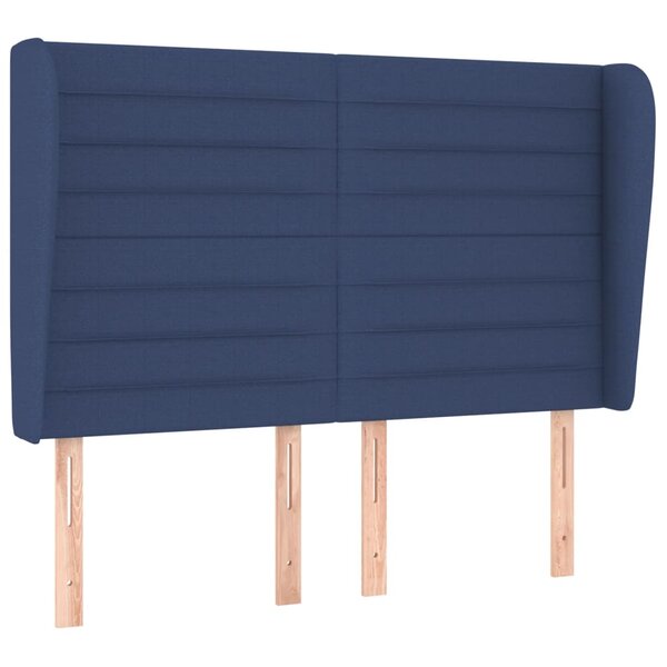 vidaXL Tête de lit avec oreilles Bleu 147x23x118/128 cm Tissu